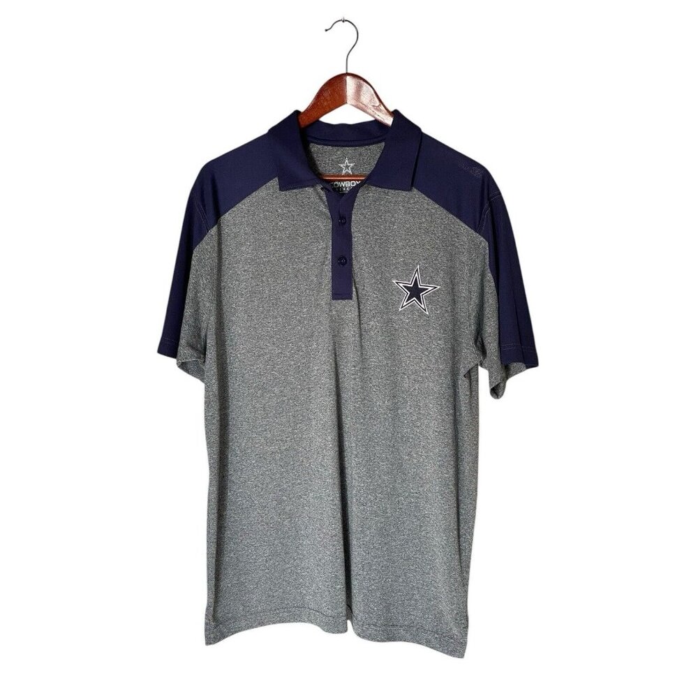 Dallas Cowboys Authentic Gray Blue L Polo Golf Shirt Men's M Medium Football NFL
